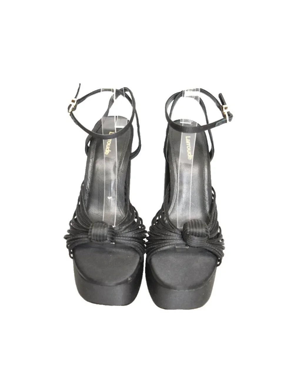 $360 LARROUDE Valerie Strap Embellished Platform Heel Sandal BLACK 9 (DD17)